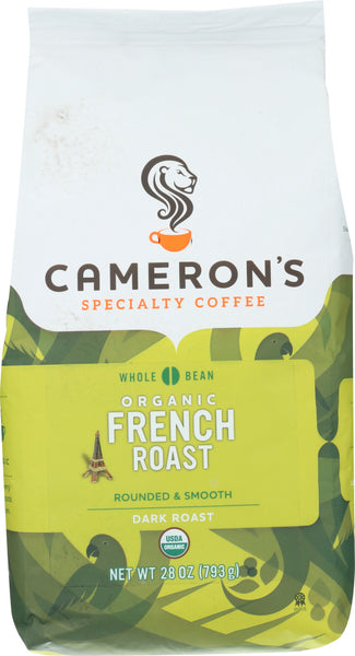 CAMERONS COFFEE: Organic French Roast Whole Bean Coffee, 28 oz