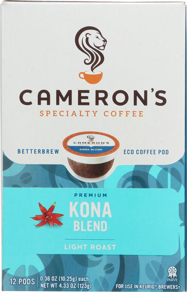 CAMERONS COFFEE: Kona Blend Coffee 12 Ct, 4.33 oz