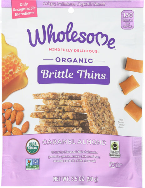 WHOLESOME: Organic Caramel Almond Brittle Thins, 3.5 oz