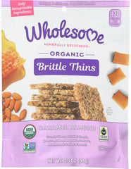 WHOLESOME: Organic Caramel Almond Brittle Thins, 3.5 oz