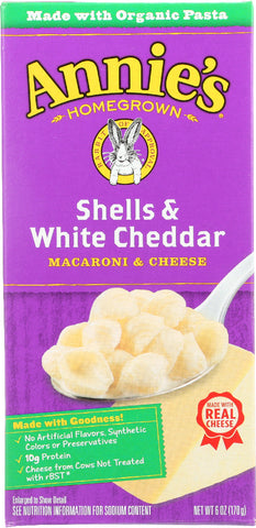 ANNIE'S HOMEGROWN: Shells and White Cheddar, 6 Oz