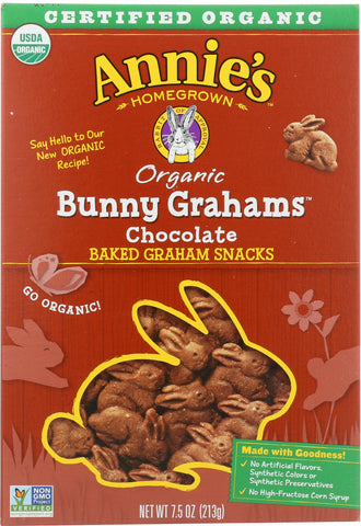 ANNIE'S HOMEGROWN: Bunny Grahams Chocolate, 7.5 oz