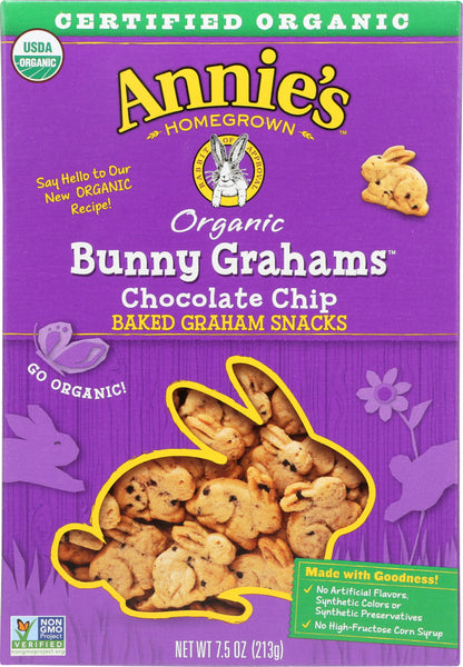 ANNIE'S HOMEGROWN: Bunny Grahams Chocolate Chip, 7.5 oz