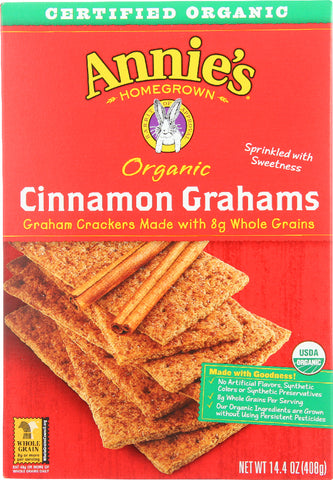 ANNIE'S HOMEGROWN: Organic Whole Grain Grahams Cinnamon Crackers, 14.4 oz