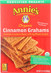 ANNIE'S HOMEGROWN: Organic Whole Grain Grahams Cinnamon Crackers, 14.4 oz