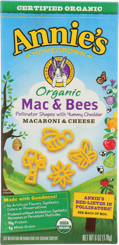 ANNIES HOMEGROWN: Organic Mac & Bees Macaroni & Cheese, 6 oz