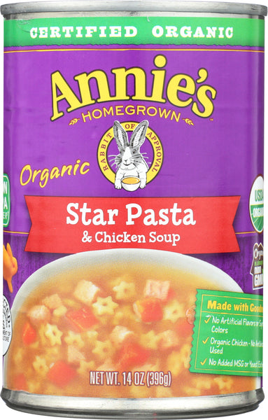 ANNIE'S HOMEGROWN: Organic Star Pasta & Chicken Soup, 14 oz