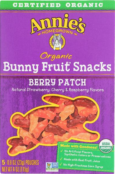 ANNIE'S HOMEGROWN: Organic Bunny Fruit Snacks Berry Patch, 4 oz