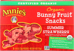 ANNIES HOMEGROWN: Organic Bunny Fruit Snacks Summer Strawberry, 4 oz