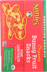 ANNIE'S HOMEGROWN: Organic Bunny Fruit Snack Pink Lemonade, 4 Oz