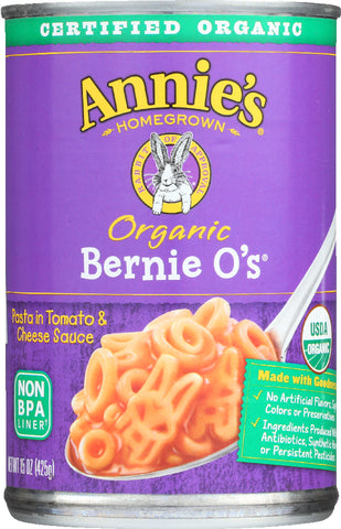 ANNIE'S HOMEGROWN: Organic Bernie O's Pasta in Tomato & Cheese Sauce, 15 Oz