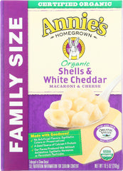 ANNIES HOMEGROWN: Mac and Cheese Shell White Cheddar Family Size, 10.5 oz