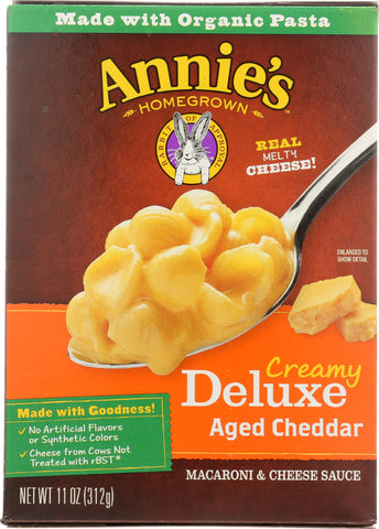 ANNIE'S HOMEGROWN: Creamy Deluxe Shells & Real Aged Cheddar Sauce, 11 Oz