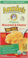 ANNIES HOMEGROWN: Organic Macaroni & Cheese More Protein, 6 oz