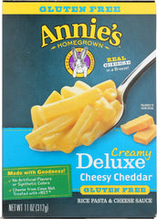 ANNIE'S HOMEGROWN: Creamy Deluxe Macaroni Dinner Rice Pasta & Extra Cheesy Cheddar Sauce Gluten Free, 11 oz