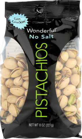 WONDERFUL PISTACHIOS: No Salt Pistachios, 8 oz