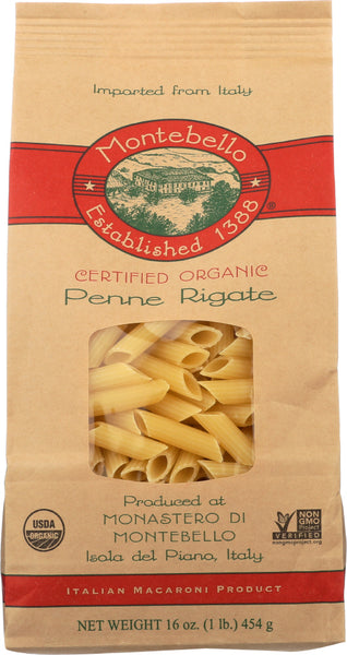 MONTEBELLO: Organic Penne Rigate Pasta, 16 oz