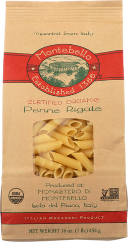 MONTEBELLO: Organic Penne Rigate Pasta, 16 oz