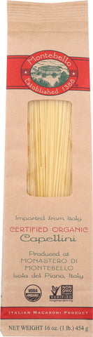 MONTEBELLO: Organic Capellini Pasta, 16 oz