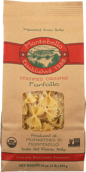 MONTEBELLO: Farfalle Organic Pasta, 16 oz