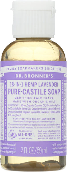 DR BRONNER'S: 18-in-1 Hemp Lavender Pure Castile Soap, 2 oz