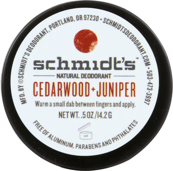 SCHMIDTS: Deodorant Cedarwood Juniper Travel Size, 0.5 oz