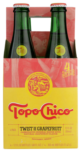 TOPO CHICO: Sparkling Mineral Water Grapefruit 4 Pack Glass, 12 fl oz