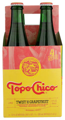 TOPO CHICO: Sparkling Mineral Water Grapefruit 4 Pack Glass, 12 fl oz