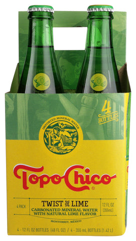 TOPO CHICO: Sparkling Water Lime Twist 4pk, 12 oz