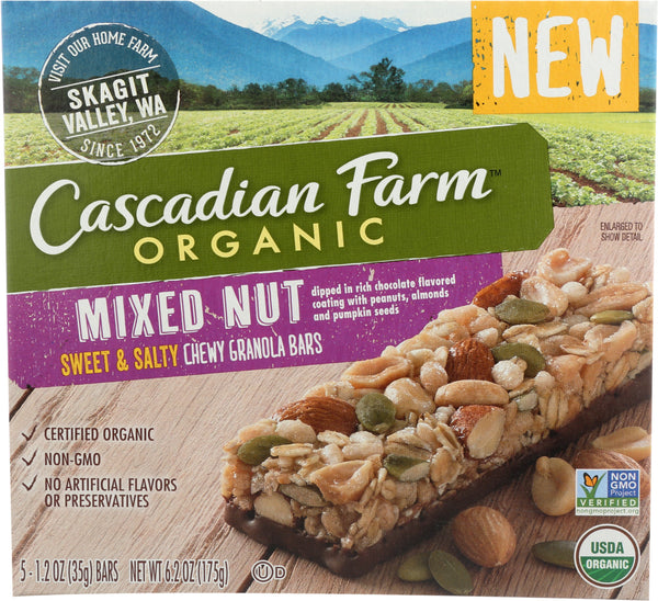 CASCADIAN FARM: Mixed Nut Sweet & Salty Chewy Granola Bars, 6.2 oz