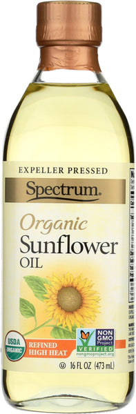 SPECTRUM NATURALS: Organic Refined Sunflower Oil High Heat, 16 oz
