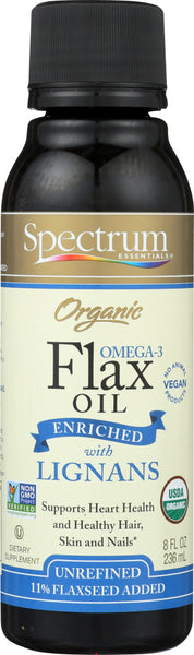 SPECTRUM ESSENTIALS: Organic Omega-3 Flax Oil Enriched with Lignans, 8 oz