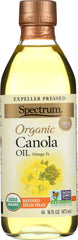 SPECTRUM NATURALS: Organic Canola Oil Refined, 16 oz