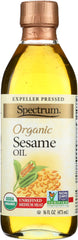 SPECTRUM NATURALS: Organic Sesame Oil Unrefined, 16 oz