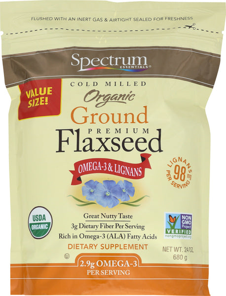 SPECTRUM ESSENTIALS: Organic Cold Milled Ground Premium Flaxseed, 24 oz