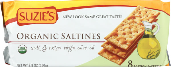 SUZIES: Organic Saltines Salt & Extra Virgin Olive Oil, 8.8 oz