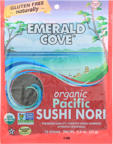 EMERALD COVE: Organic Pacific Sushi Nori 10 Sheets, 0.9 oz