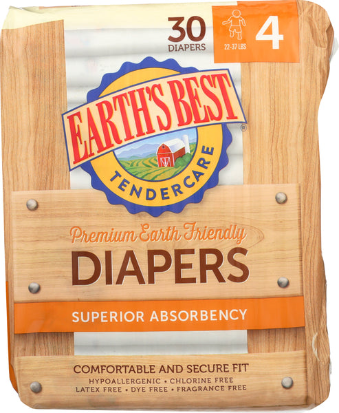 EARTHS BEST: Diaper Stage 4 22-37 lb, 30 pc