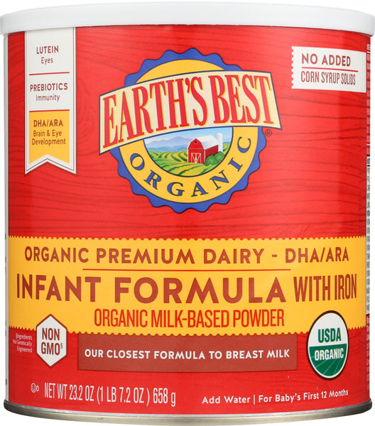 EARTH'S BEST: Organic Infant Formula with Iron, 23.2 oz