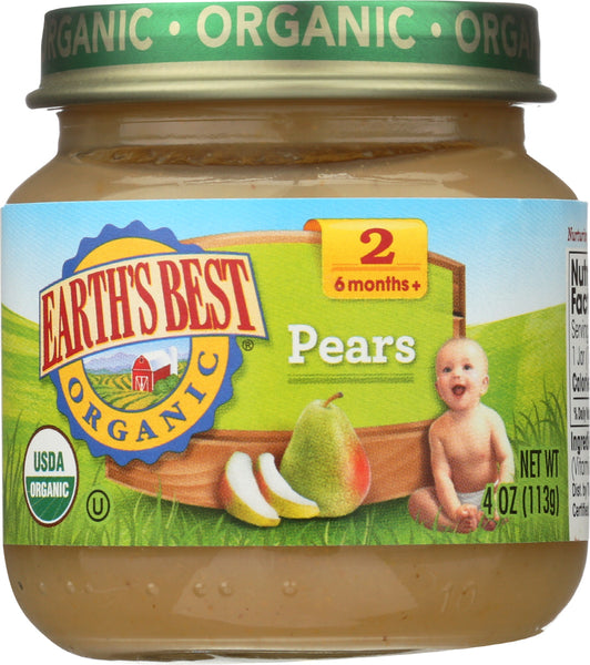 EARTHS BEST: Organic Strained Pears, 4 oz