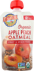 EARTHS BEST: Fruit & Grain Puree Apple Peach Oatmeal, 4.2 Oz