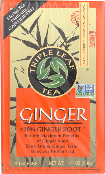 TRIPLE LEAF: Tea Ginger Caffeine Free, 20 Tea Bags