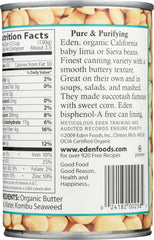 EDEN FOODS: Organic Butter Beans Low Fat, 15 oz