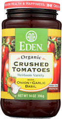EDEN FOODS: Crushed Tomatoes Garlic & Basil Organic, 14 oz