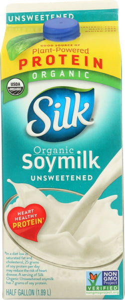 SILK: Unsweetened Organic Soymilk, 64 oz