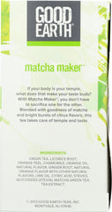 GOOD EARTH: Matcha Maker Green Tea, 18 bg