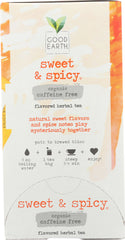 GOOD EARTH: Organic Herbal Tea Caffeine Free Sweet & Spicy, 18 bg