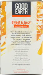 GOOD EARTH: Original Tea Caffeine Free Sweet & Spicy Blend, 18 bg