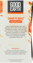 GOOD EARTH: Original Tea Caffeine Free Sweet & Spicy Blend, 18 bg