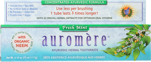 AUROMERE: Ayurvedic Herbal Toothpaste Fresh Mint, 4.16 oz